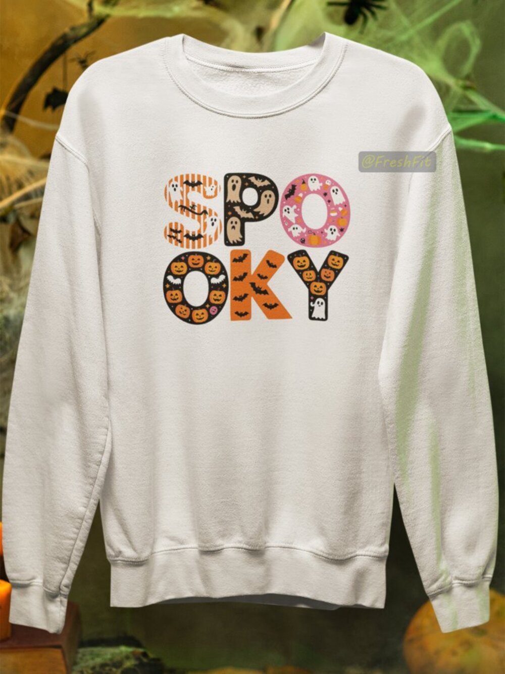 🆕Spooky Fleece Crew Sweatshirt White